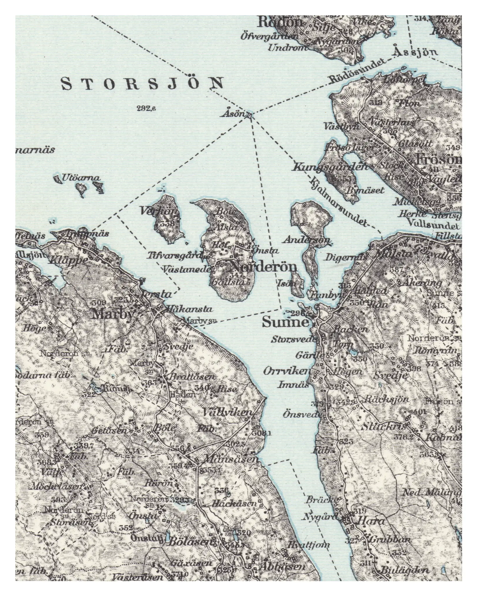 Historisk karta över Orrviken och Norderön, år 1903
