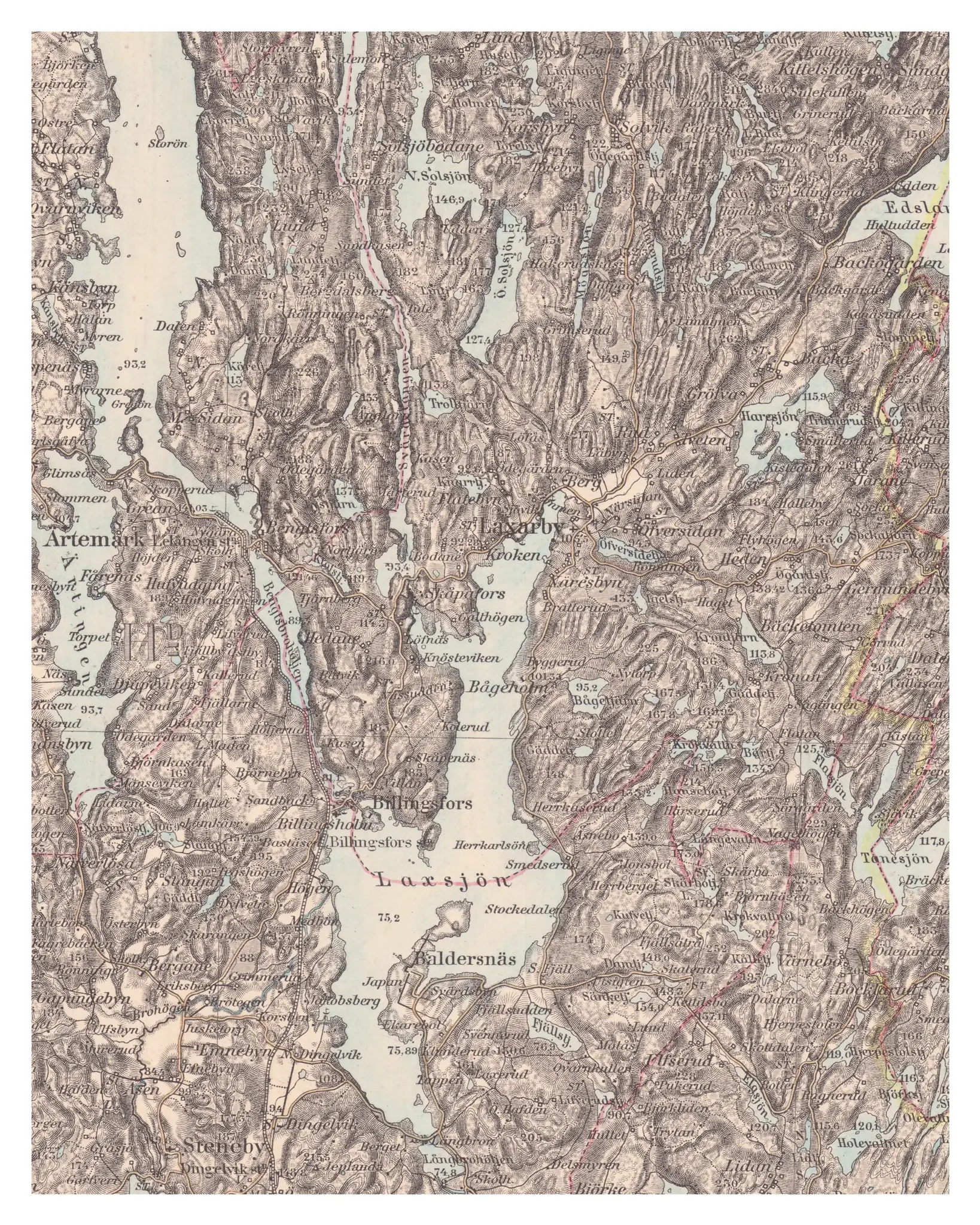 Historisk karta över Laxarby, år 1894