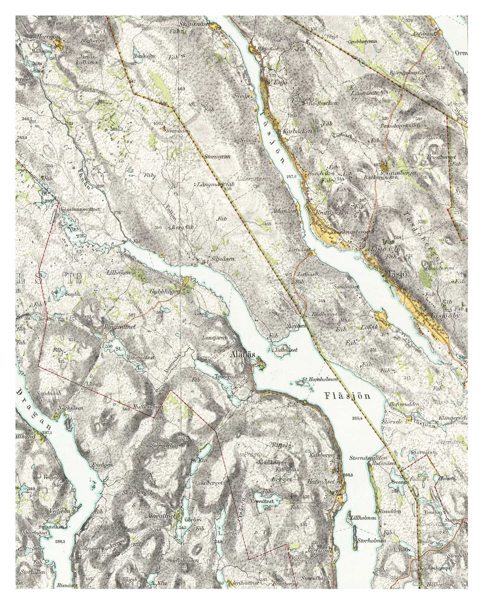 Historisk karta över Alanäs, år 1906