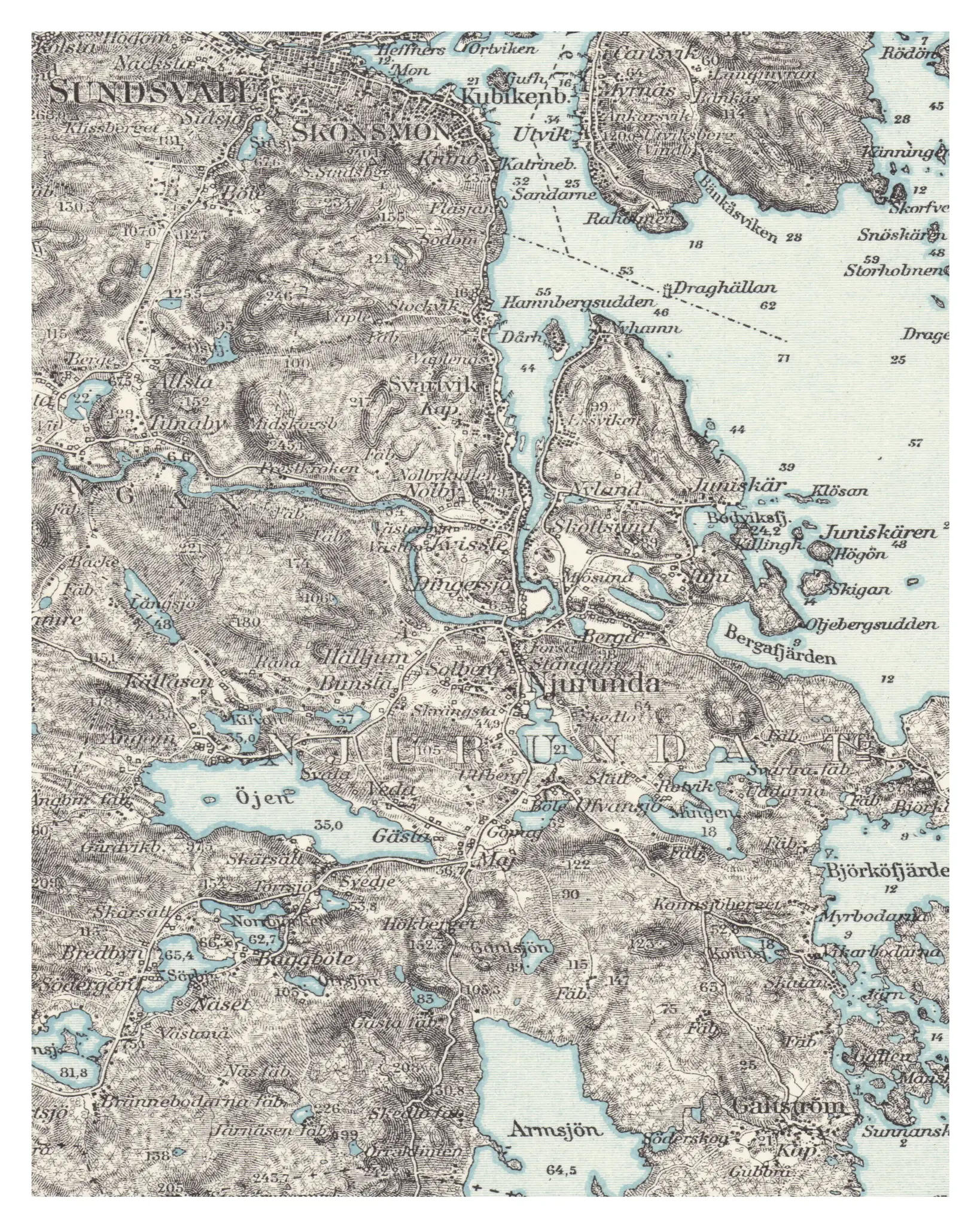 Historisk karta över Njurunda, år 1901