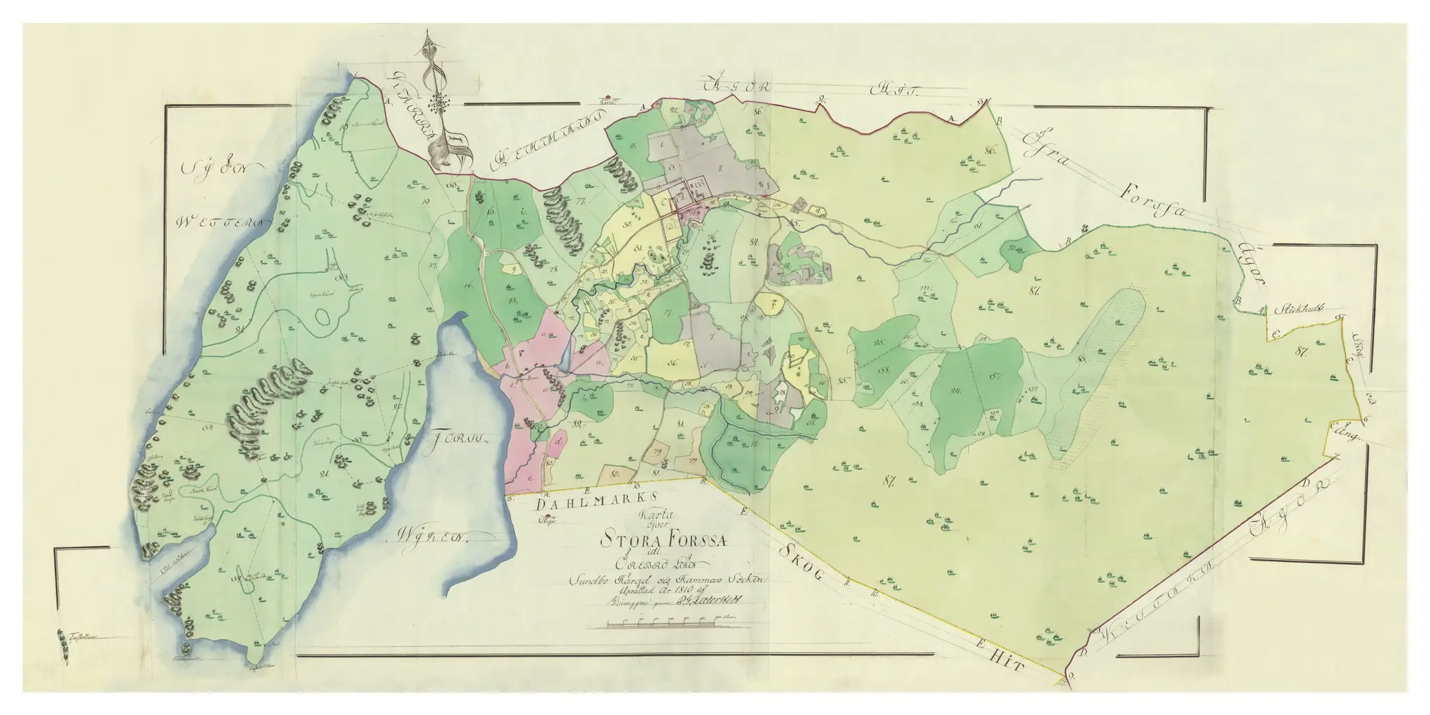 Historisk karta över Stora Forsa, år 1810