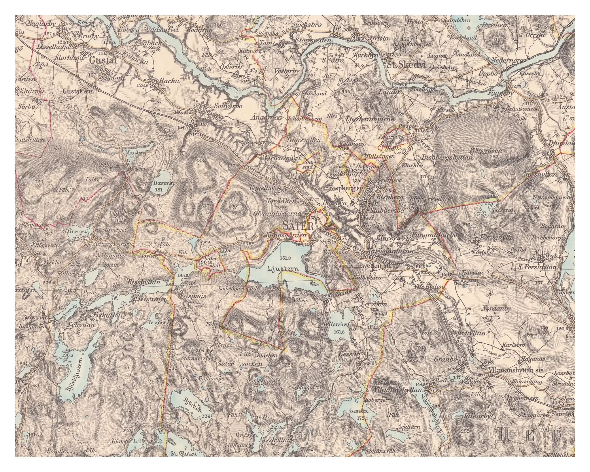 Historisk karta över Säter, år 1898
