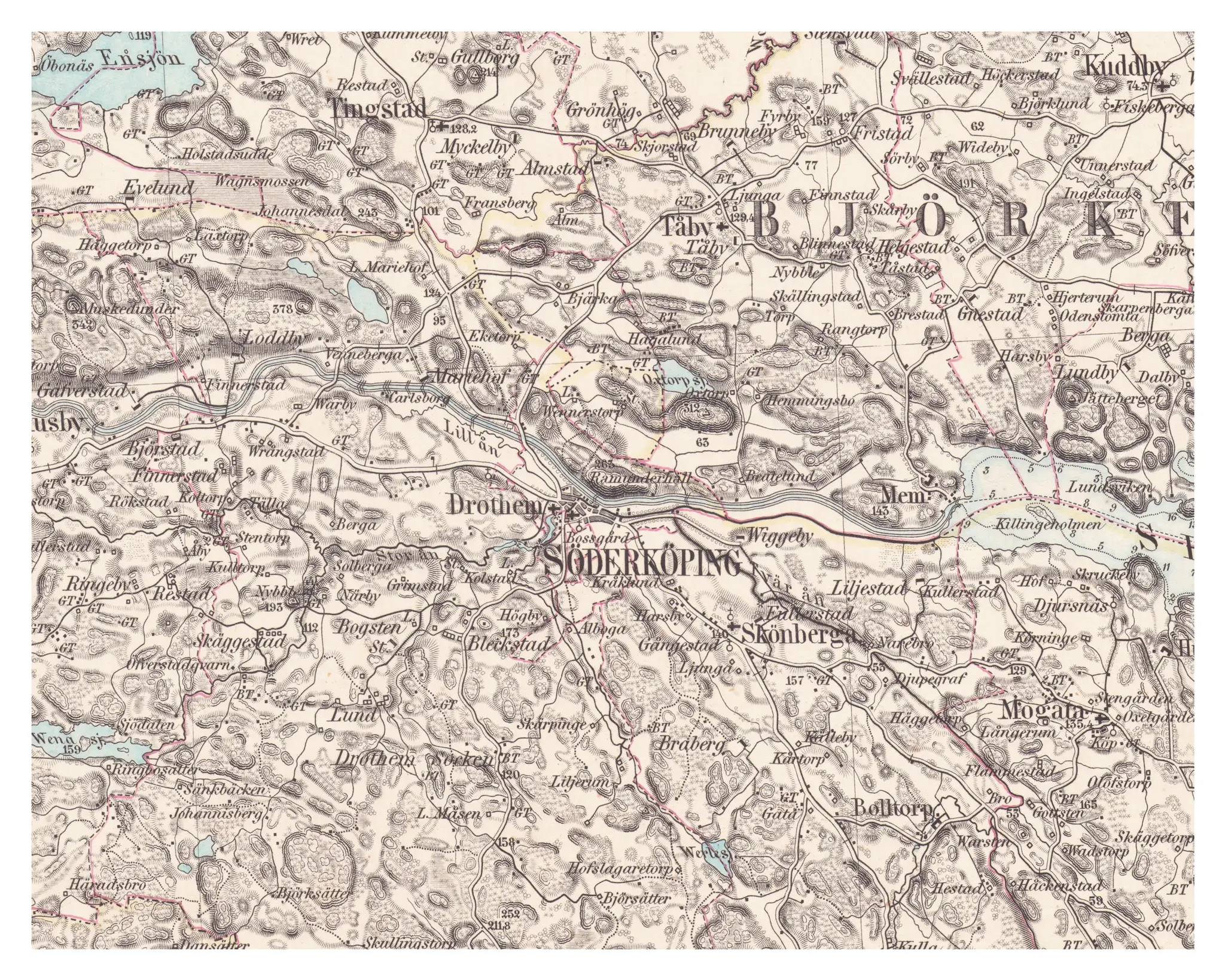 Historisk karta över Söderköping, år 1877