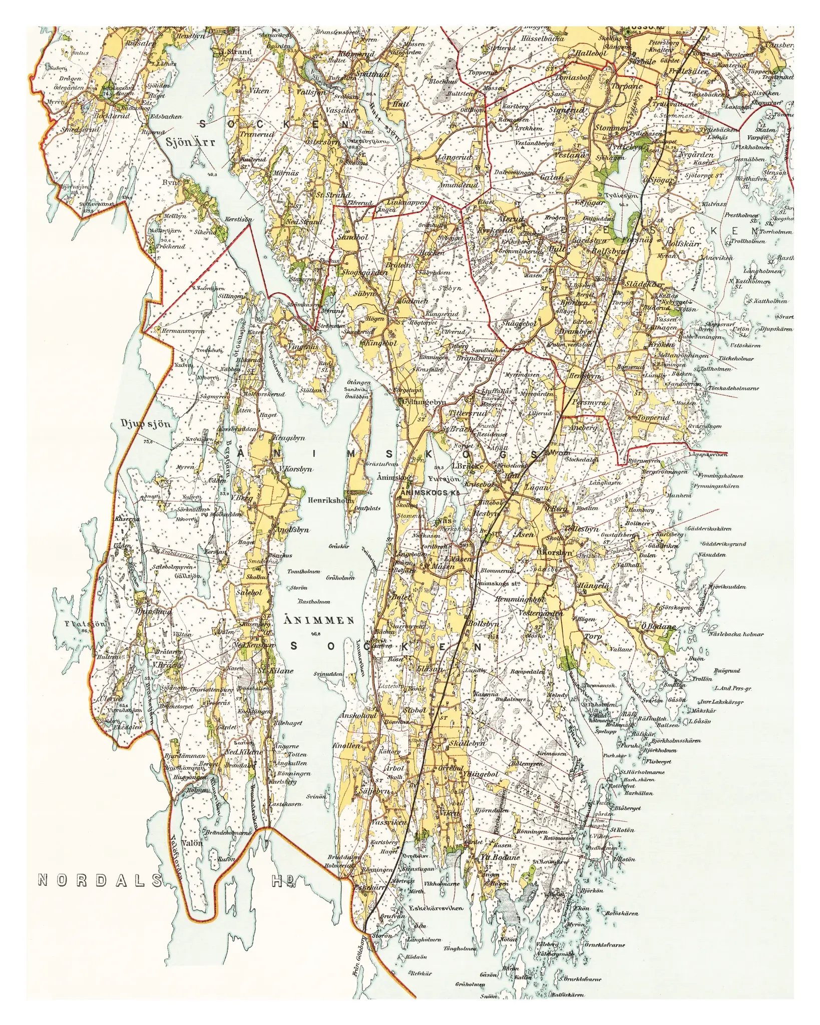 Historisk karta över Ånimskog, år 1892