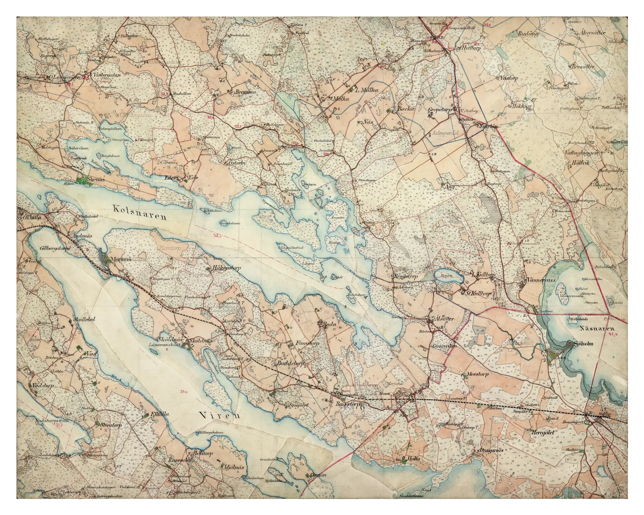 Historisk karta över Baggetorp och Marmorbyn, år 1897-1901