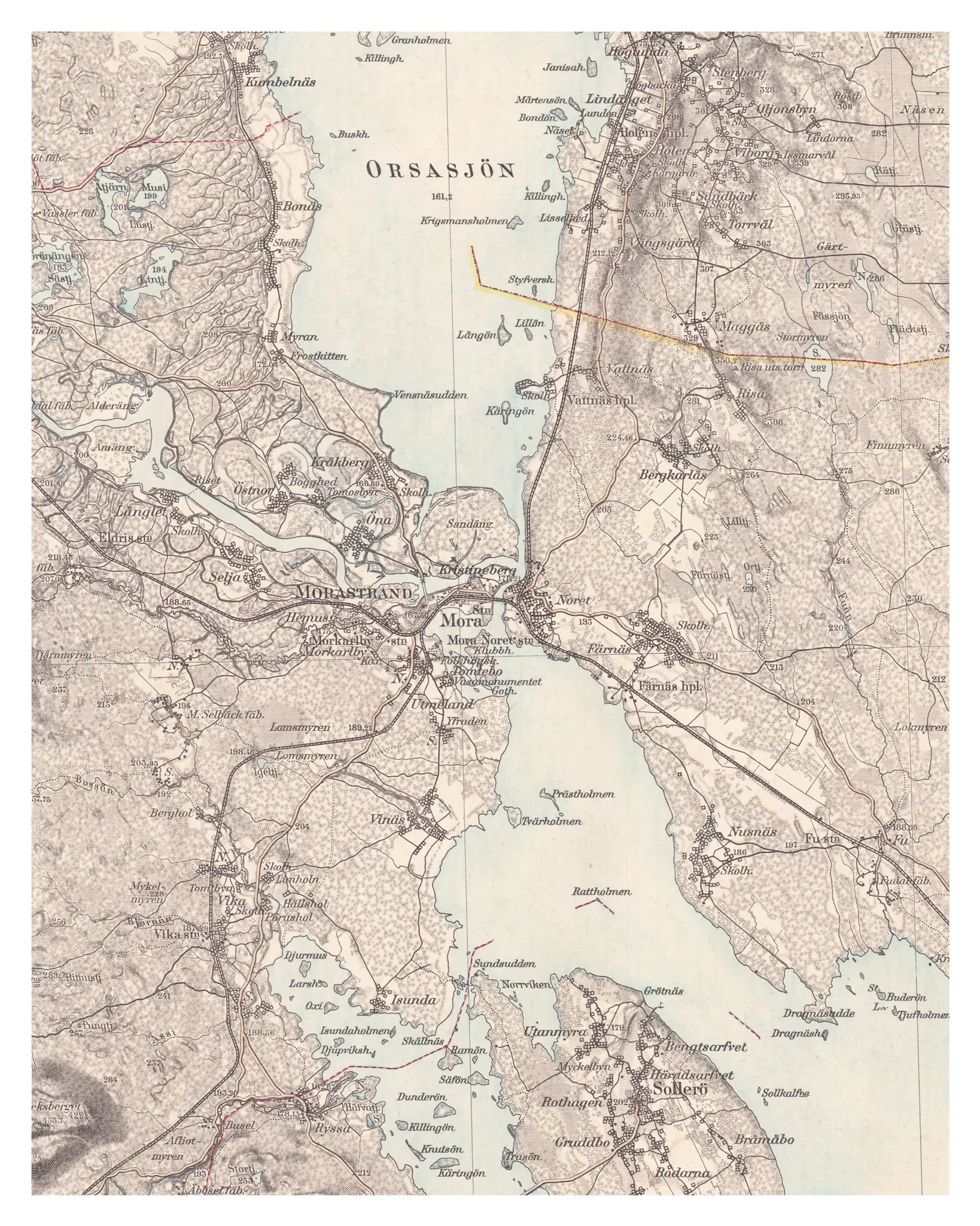 Historisk karta över Mora, år 1913