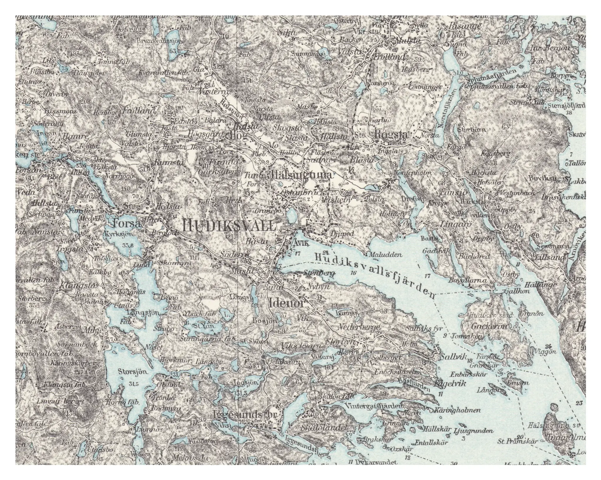 Historisk karta över Hudiksvall, år 1900