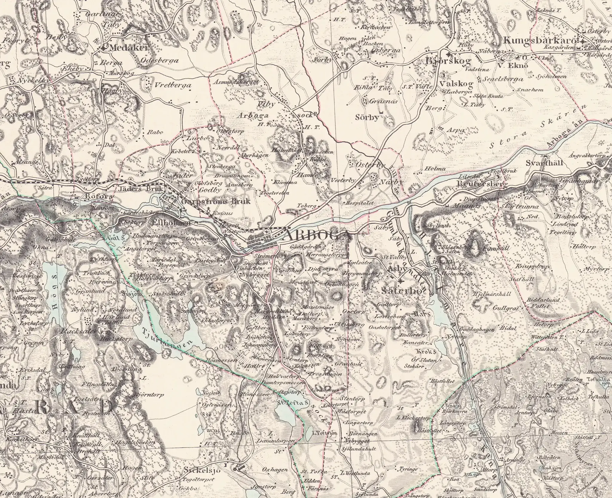Historisk karta över Arboga, år 1859