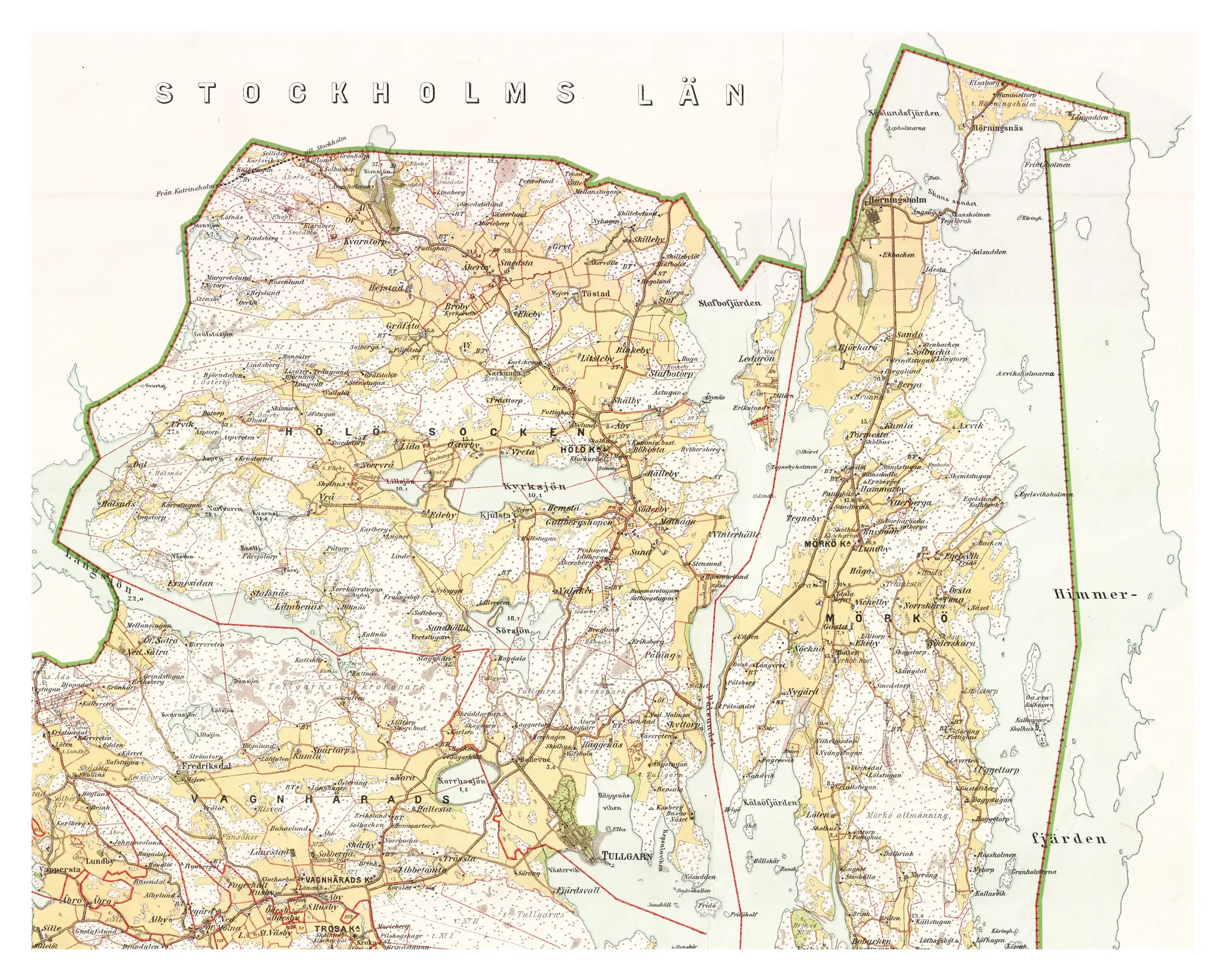 Historisk karta över Hölö-Mörkö, år 1901