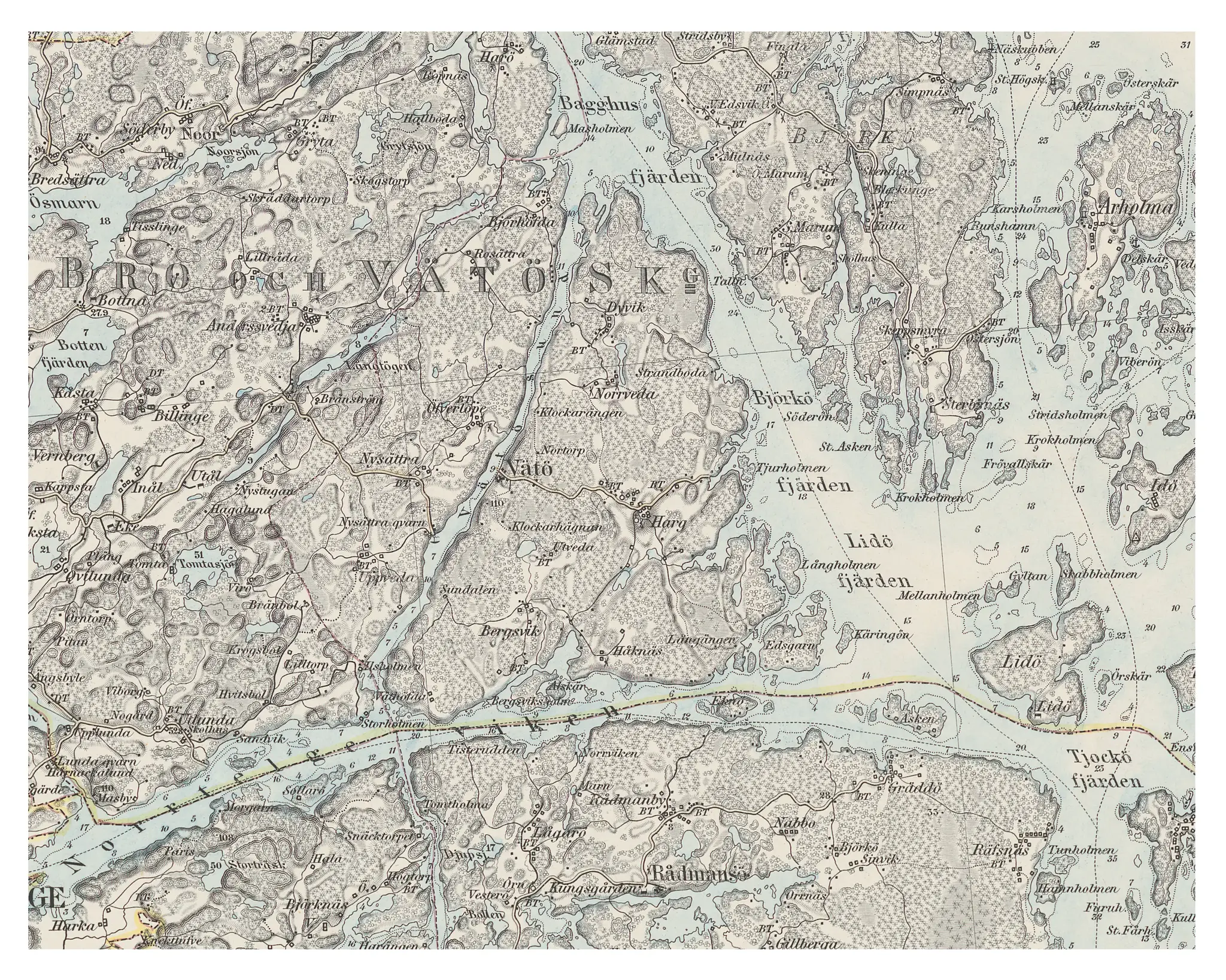 Historisk karta över Vätö, år 1879