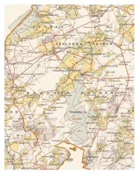 Historisk karta över Asklanda och Ornunga, år 1893