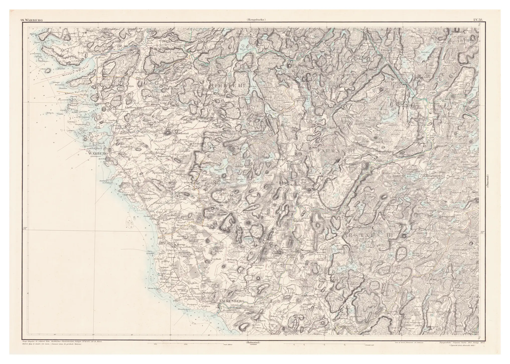 Generalstabskartan över Varberg, år 1872