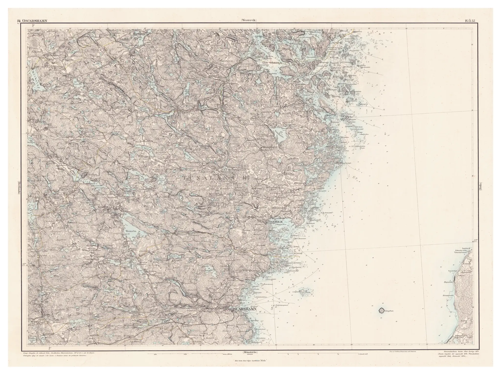 Generalstabskartan över Oskarshamn, år 1875