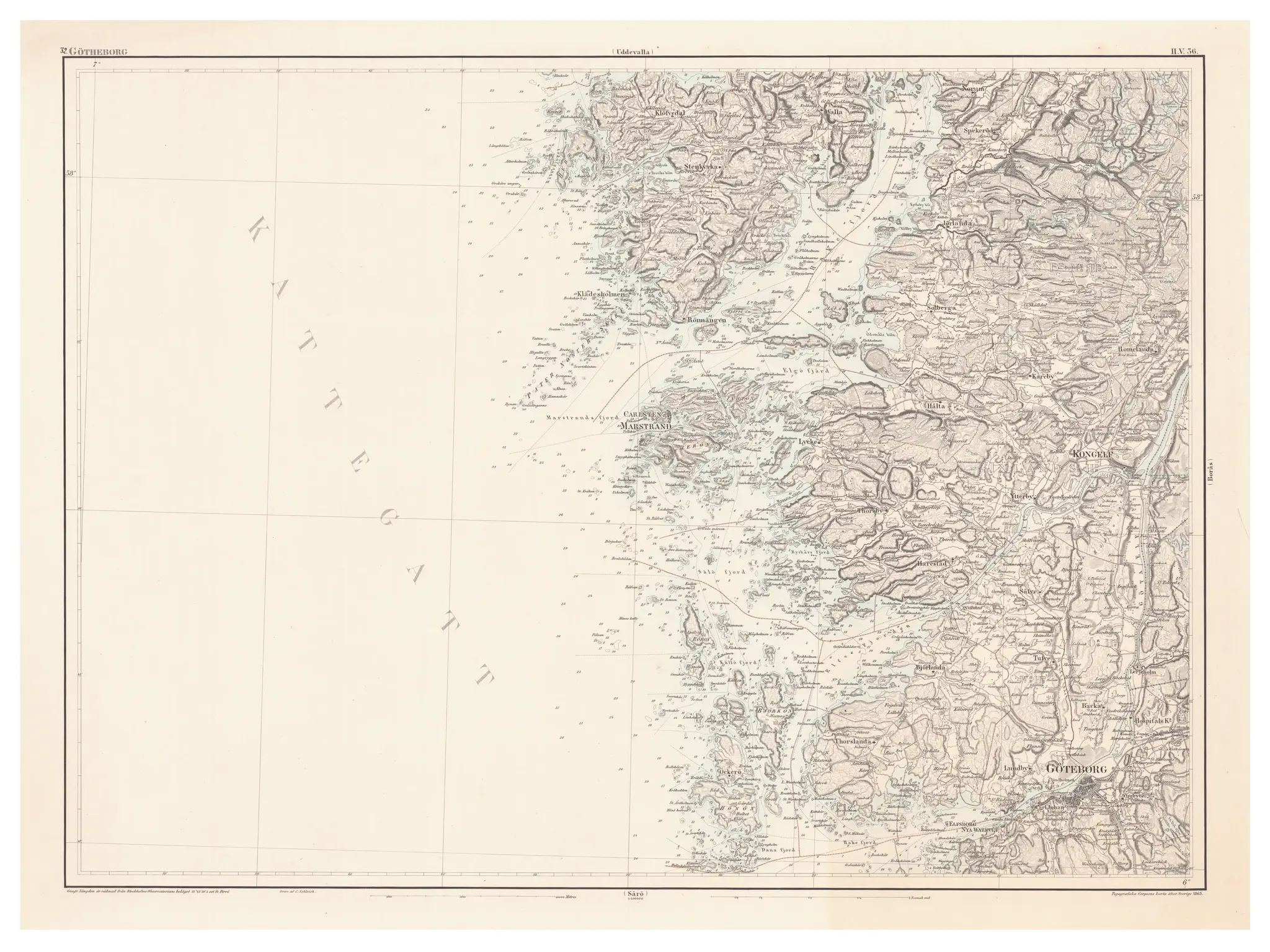 Generalstabskartan över Göteborg, år 1863