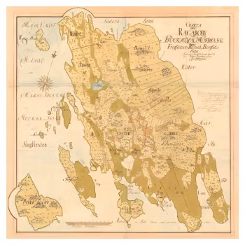 Historisk karta över Raggarön, år 1773
