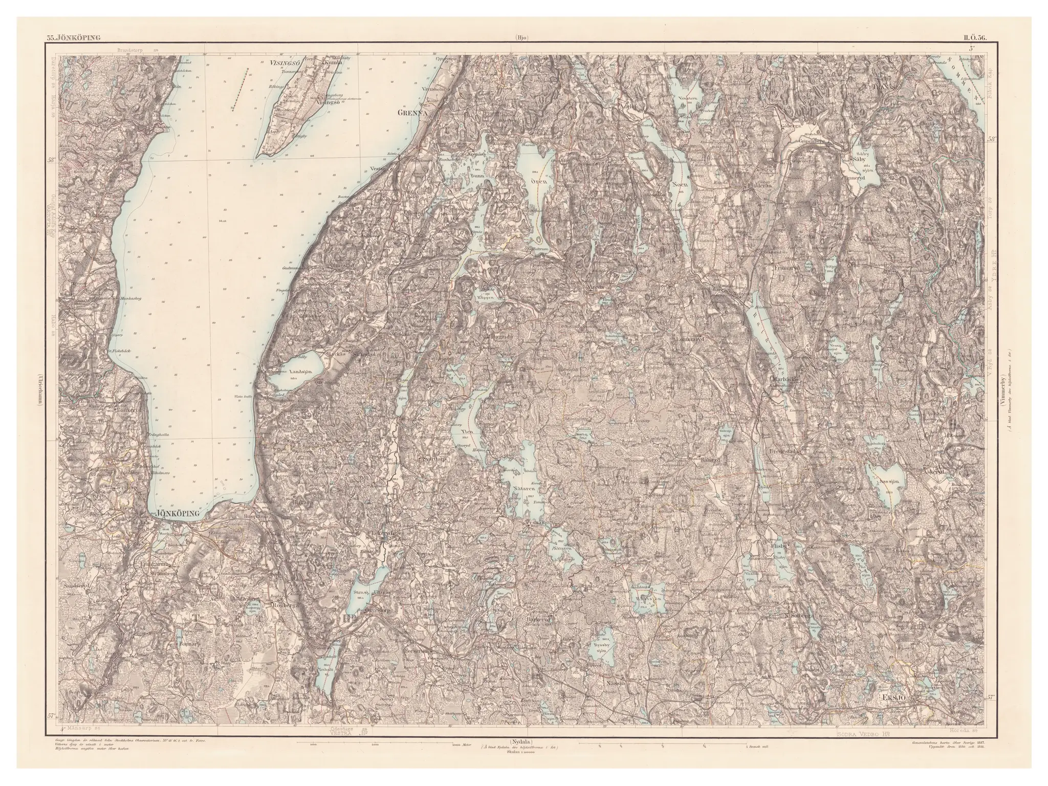 Generalstabskartan över Jönöping, år 1887