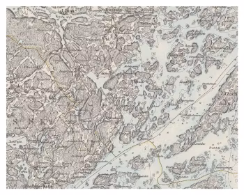 Historisk karta över Bergshamra och Löparö, år 1875
