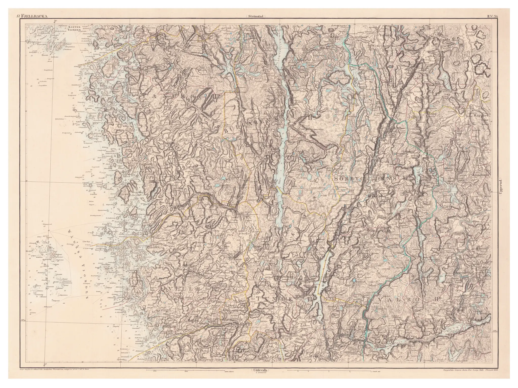 Generalstabskartan över Fjällbacka, år 1858