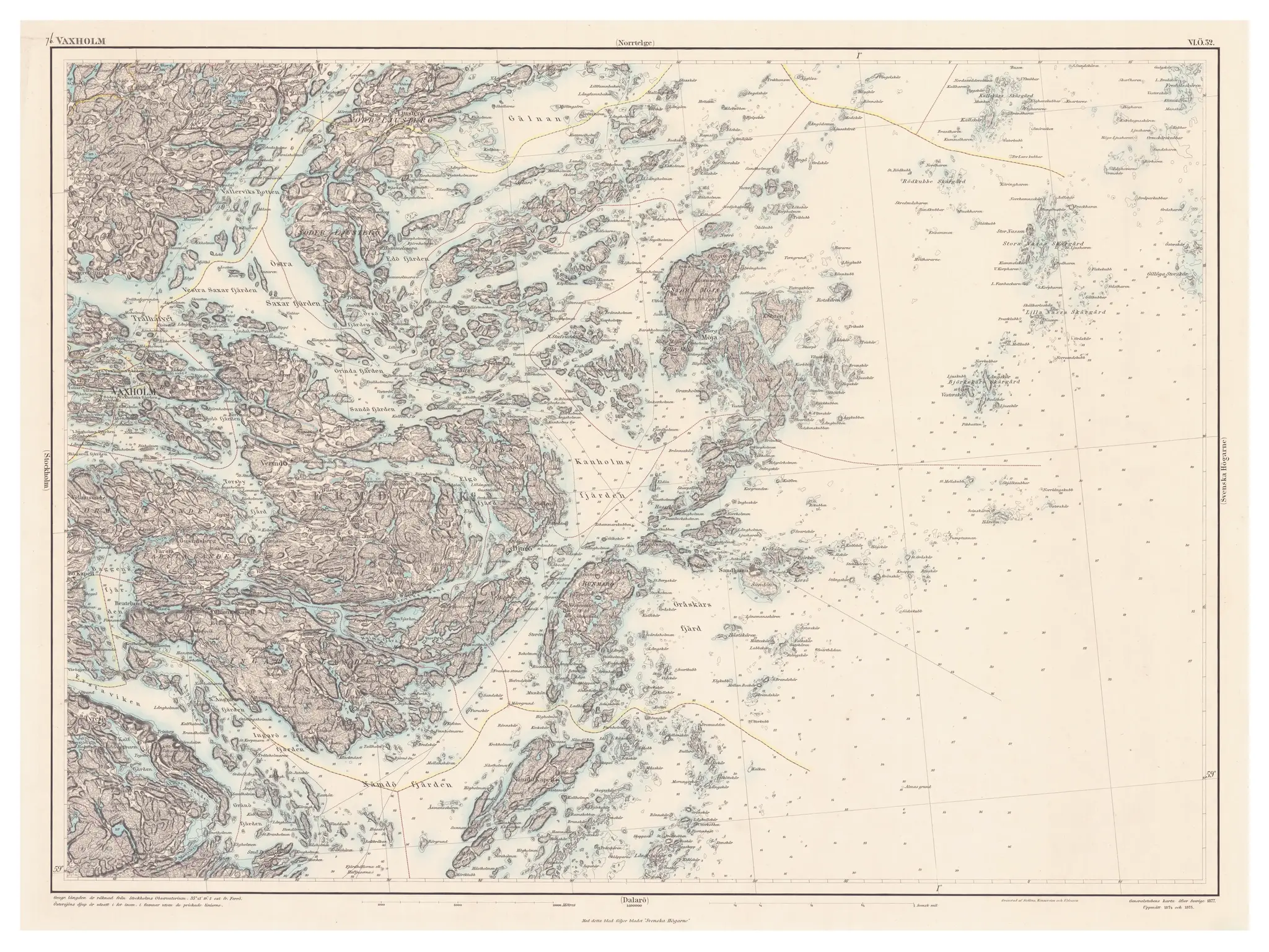 Generalstabskartan över Vaxholm, år 1877