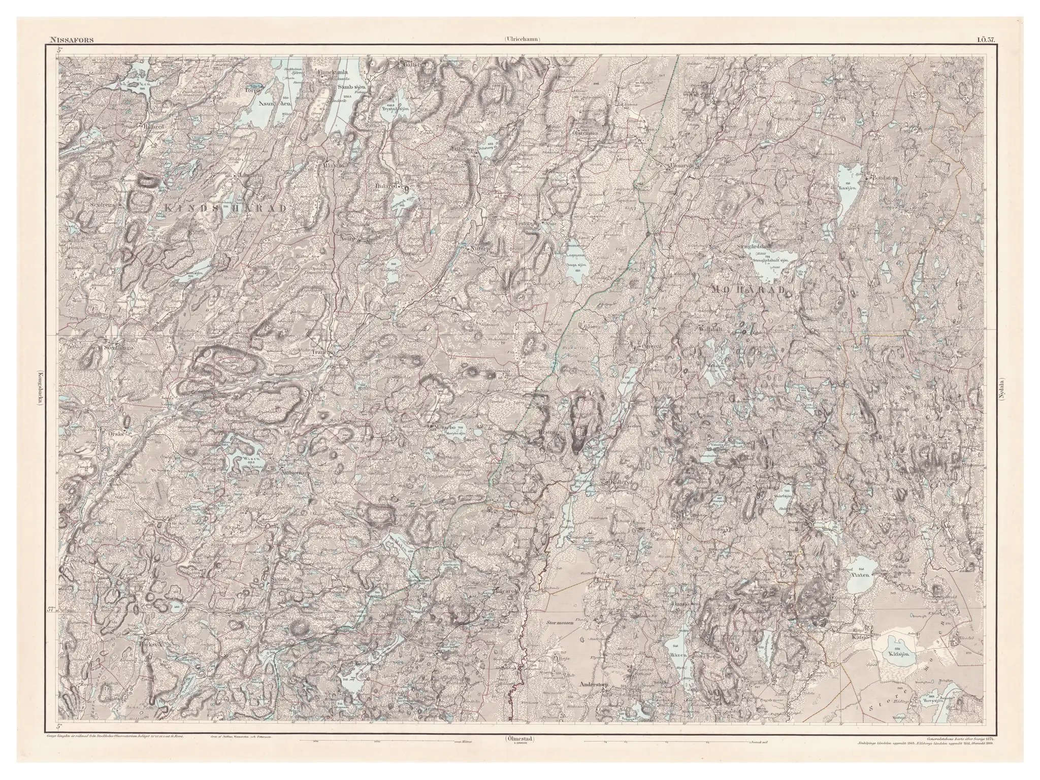 Generalstabskartan över Gislaved, år 1874