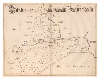 Historisk karta över Björksta socken, år 1688
