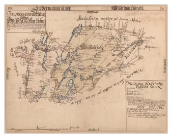 Historisk karta över Mellösa och Flens socknar, år 1677