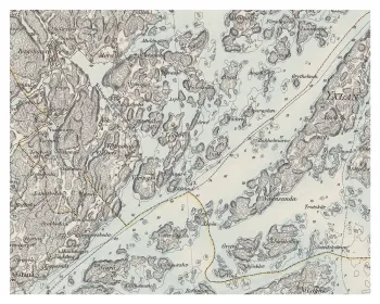 Historisk karta över Löparö och Vättersö, år 1875