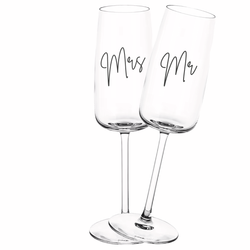 Champagneglas med tryck - Mrs & Mr