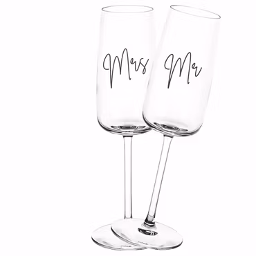 Champagneglas med tryck - Mrs & Mr