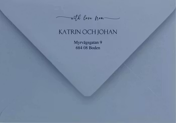 Kuvert Gråblå med Adresstryck - Katrin