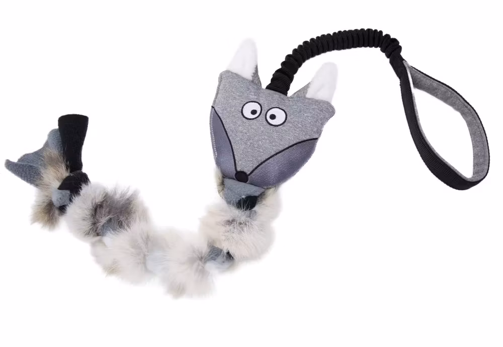 NYHET! Varg dragkampis med kaninskinn