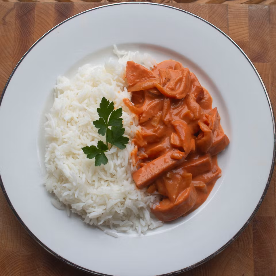 Korvstroganoff med basmatiris