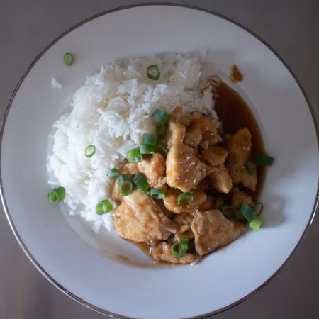 Sticky chicken med basmatiris