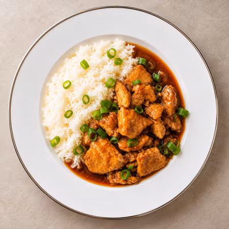 Sticky chicken med basmatiris