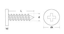 M2 16 mm flathode maskinskruer 10 stk