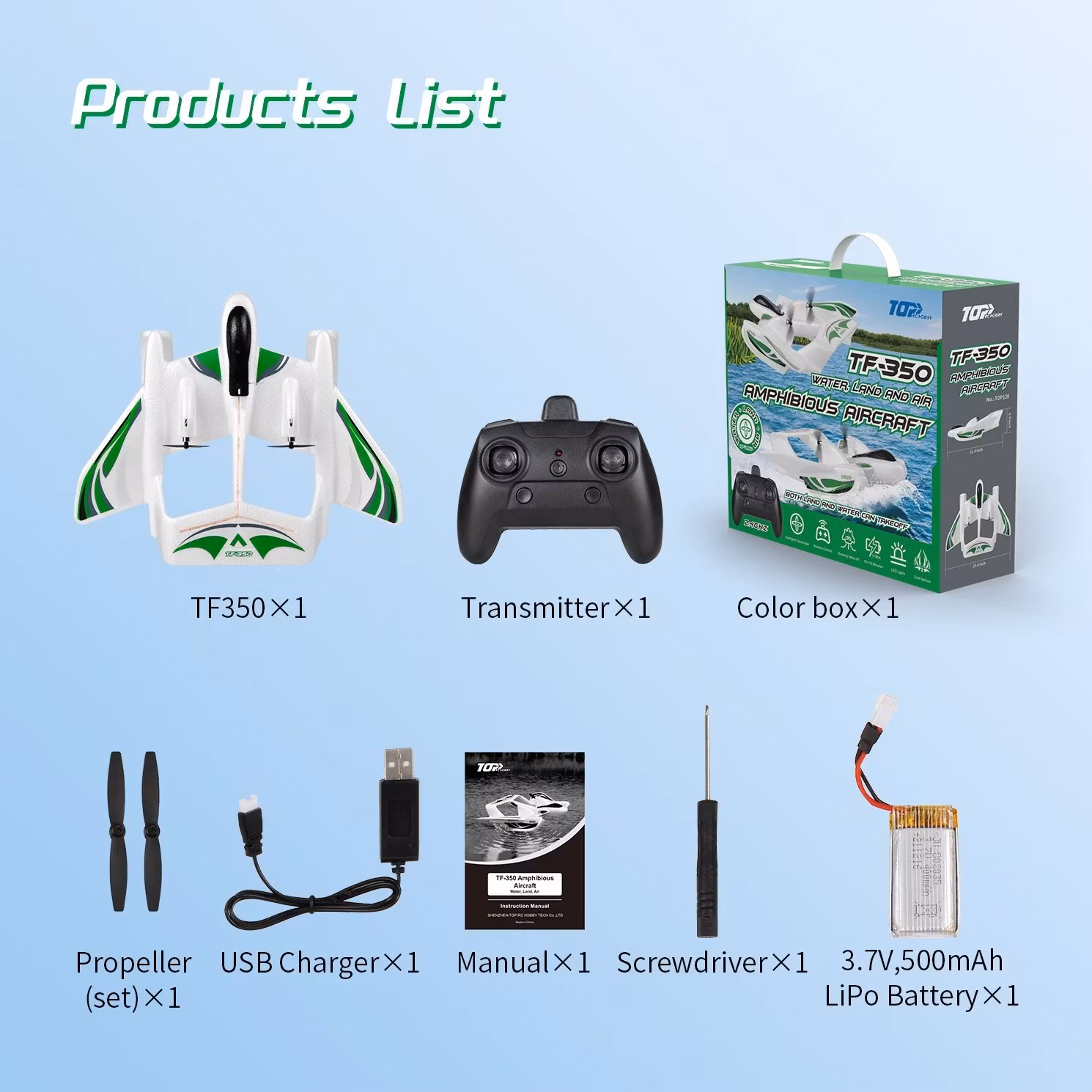 Top RC Hobby TF-350 RTF LED amfibiefly
