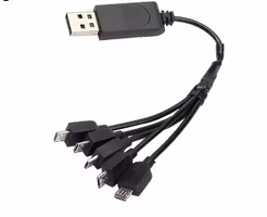 5 x 1S 3,7 volt LiPo USB ladekabel