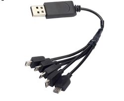 5 x 1S 3,7 volt LiPo USB ladekabel