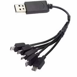 5 x 1S 3,7 volt LiPo USB ladekabel