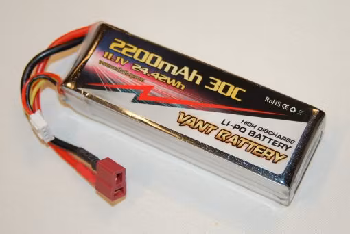 11,1 volt 3S 30C 2200 mAh LiPo Deans