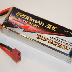 11,1 volt 3S 30C 2200 mAh LiPo Deans