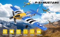 Volantex P51 Mustang 2.4 Ghz 4 ch 6 Axis gyro blå RTF