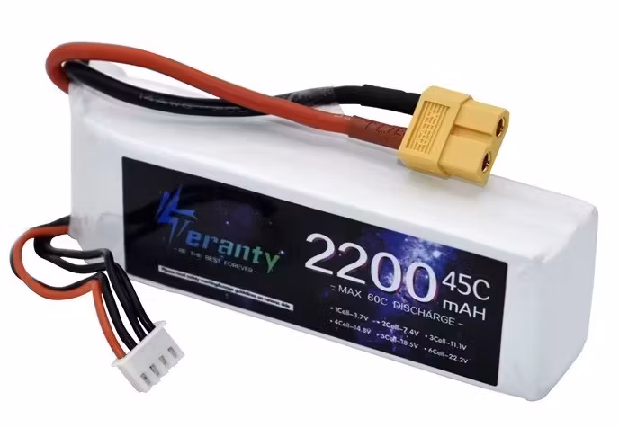 11,1 volt 3S 45C 2200 mAh LiPo XT60 plugg