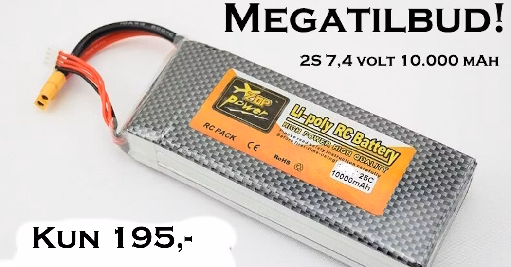 2S 7,4 volt 25C 10000 mAh LiPo