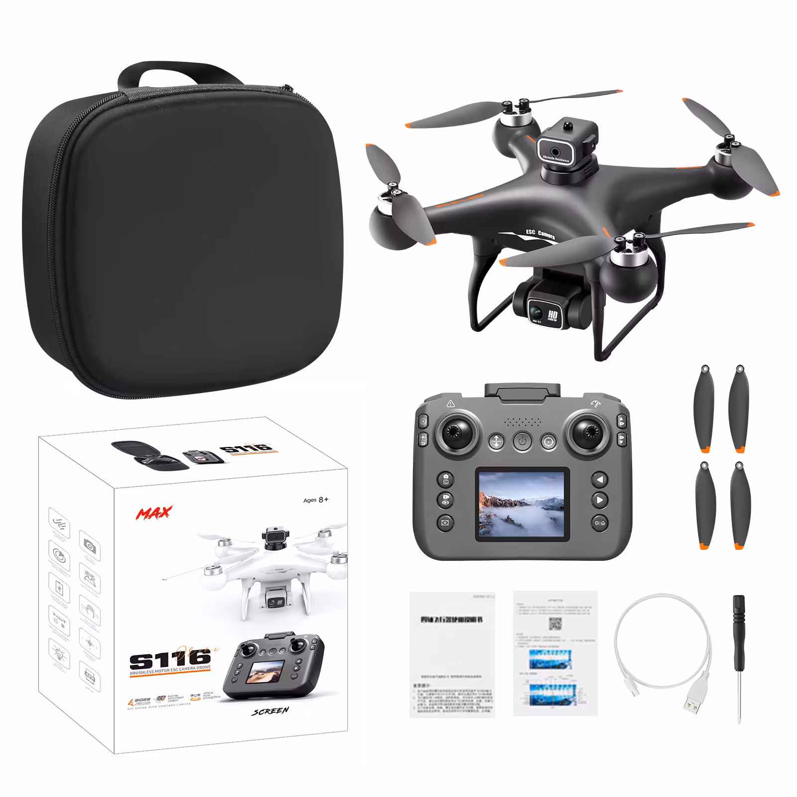ELF MAX Drone 8K HD 360° Dual Cameras 2,4 Ghz LCD Screen 5G WIFI RTF BL motors