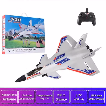 ZY-J20 RC Plane 2.4G med LED Lights Gyro RTF hvit