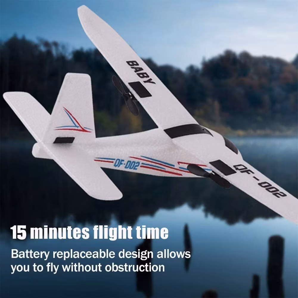 QF-002 Radiostyrt 2,4 Ghz 2 kanals modellfly hvit RTF