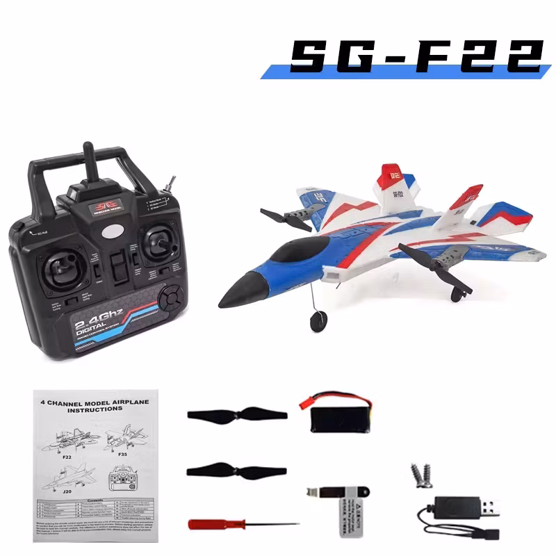 SG-F22 3D 6D RC Plane 4 ch 2.4G med LED Lights Gyro RTF hvit