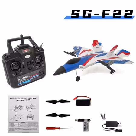 SG-F22 3D 6D RC Plane 4 ch 2.4G med LED Lights Gyro RTF hvit