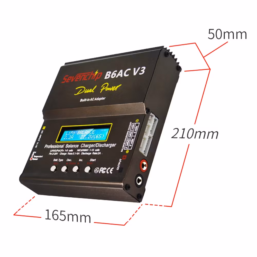 B6-AC/DC V3 80 watt Charger 1-6 Cells LiPo, LiIon, LiFe, NiMh, NiCad, Pb